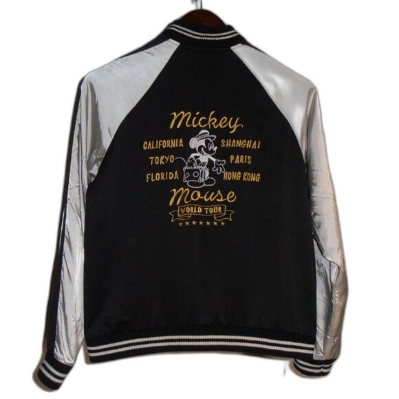 Uniqlo x Disney Mickey Mouse World Tour Bomber Jacket Size Small Silver Black - Picture 2 of 4